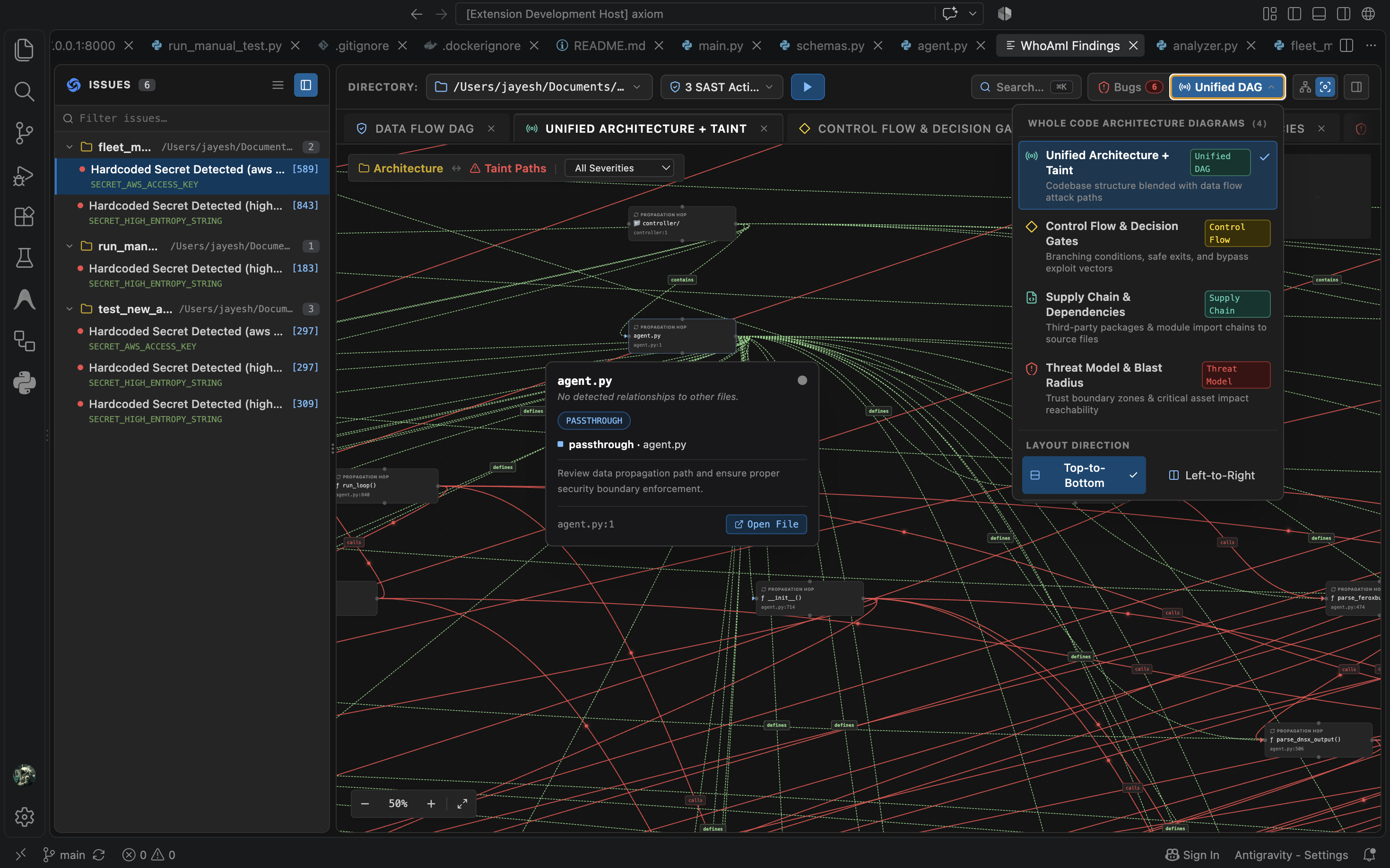Codefy WhoAmI Unified Architecture and Taint Graph in VS Code